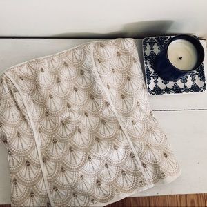 WHBM White and Gold embroidered strapless shirt!